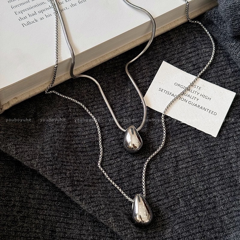 Collar de acero de titanio de plata simple de gota de agua para mujeres 2025 nuevo otoño no decolor largo chaîne de suéter accesorios de chaîne de suéter image 4