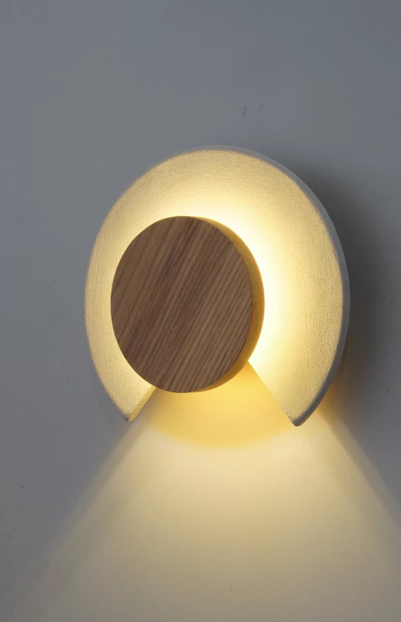 Lámpara de pared 0338 220X75 5W piedra arena blanca + madera