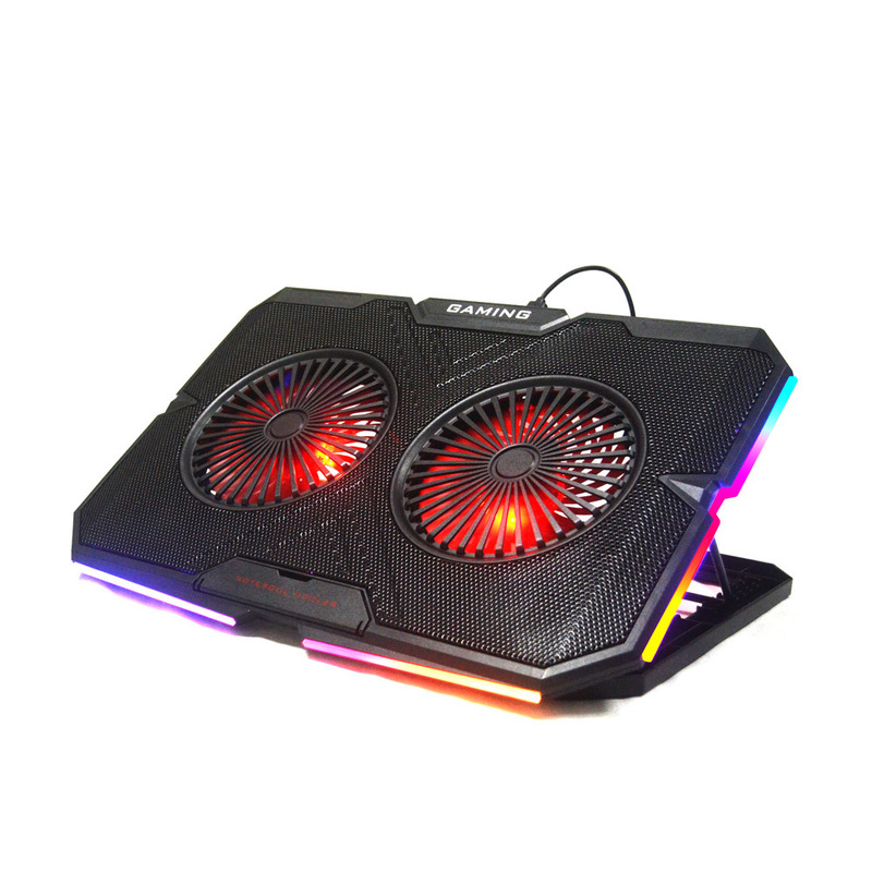 New Laptop Radiator Dual-Turbo Fan Cooling Base Rgb Gaming Laptop Cooling Pad Stand Rgb Lighting Effect
