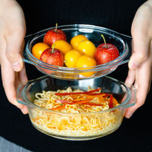水晶煲泡面碗玻璃碗帶蓋微波爐實用碗烤箱耐高溫湯碗沙拉碗蒸蛋碗