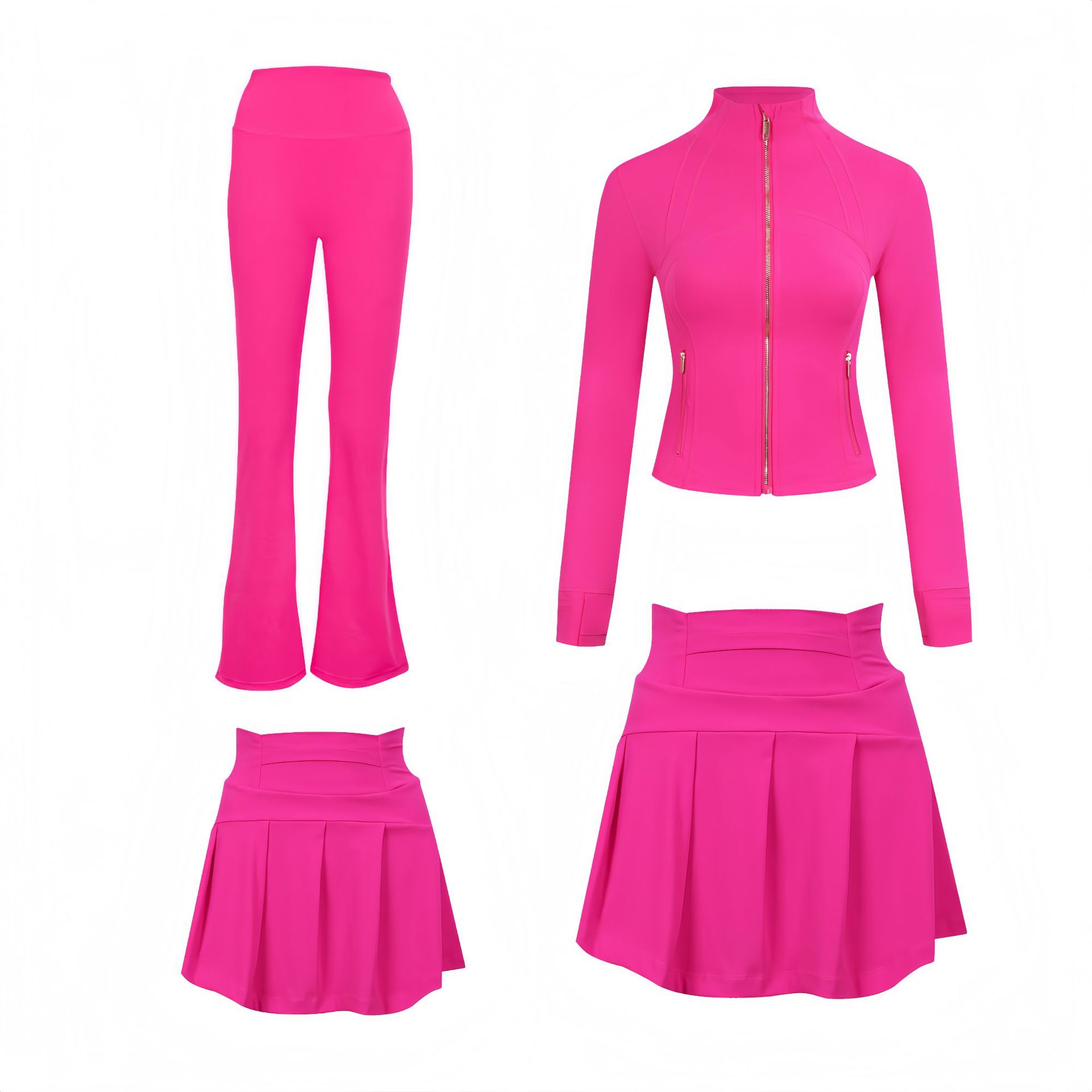 Women's Slim Fit Elastic Active Set With Jacket And Skirt_voghion.com