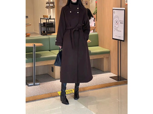 Coat Winter New Style Small Medium and Long Korean Style Gentle Style Woolen Coat creamy-white