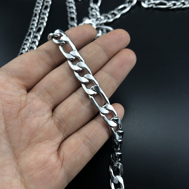 Titanium Steel Chain Necklace For Men Three In One Link Design_voghion.com