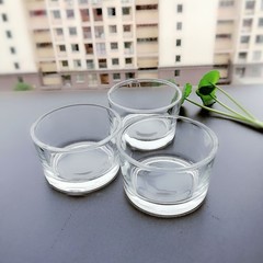 口径52mm高さ33mm底径48.7mm小茶蝋ガラスろうそく台、円形ろうそくグラス