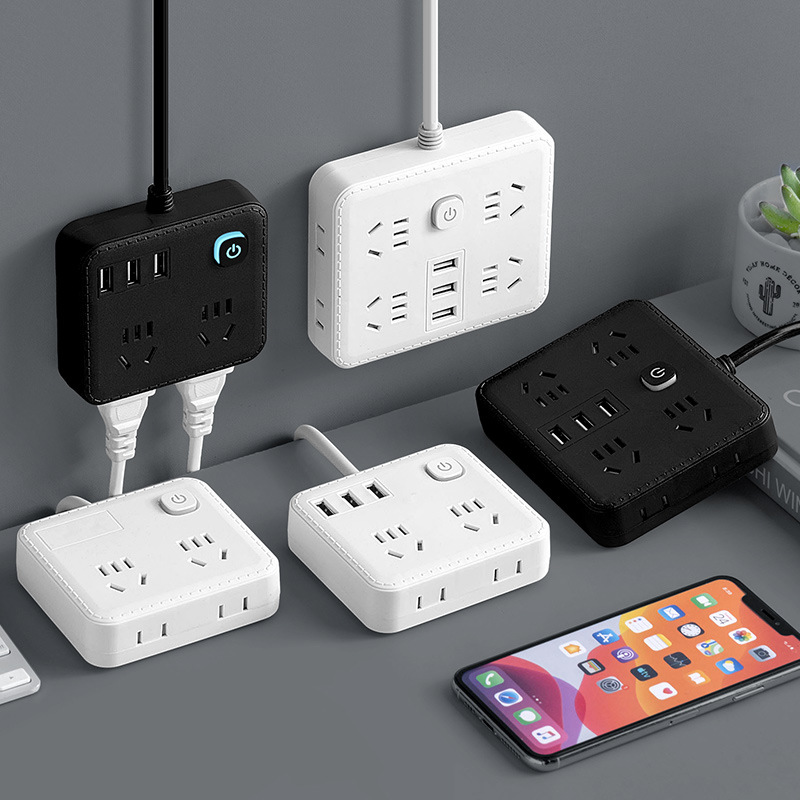 插排USB插座板学生宿舍家用办公插头转换器多功能多孔长线接线板