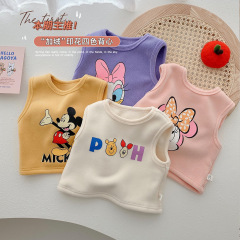 Baby cartoon vest 0-3 years old autumn and winter Korean children's clothing baby vest thickened vest children's warm tops