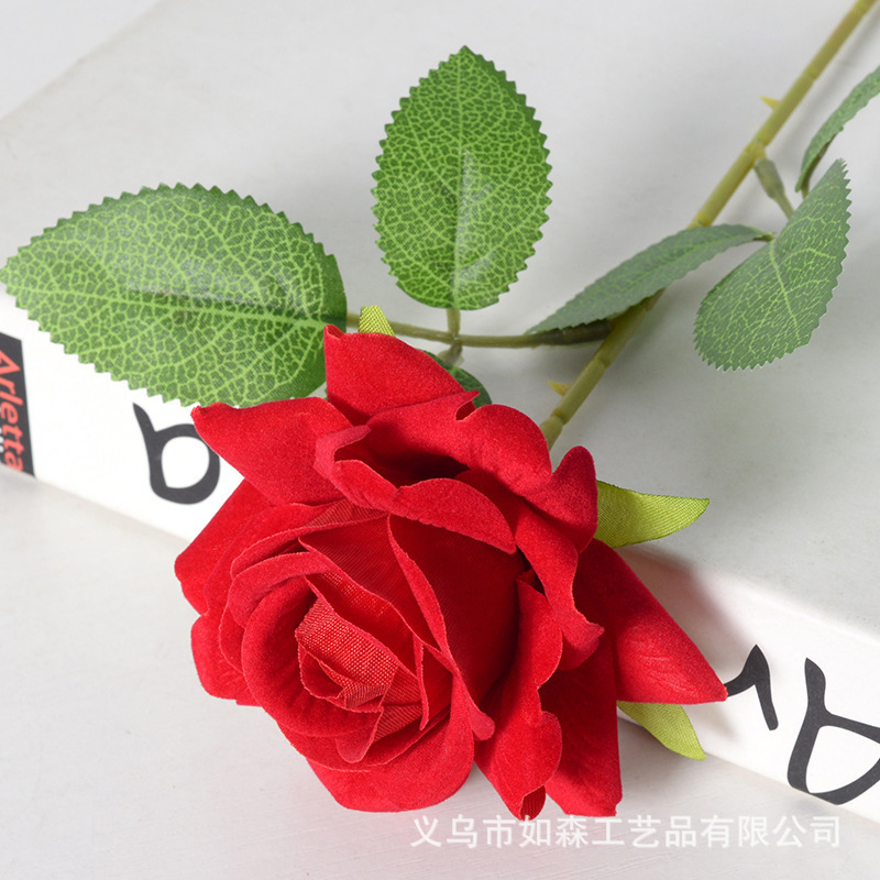 模造ベルベットバラ一本造花人工花ウェディングホームバレンタインデー装飾高級感花束壁|undefined
