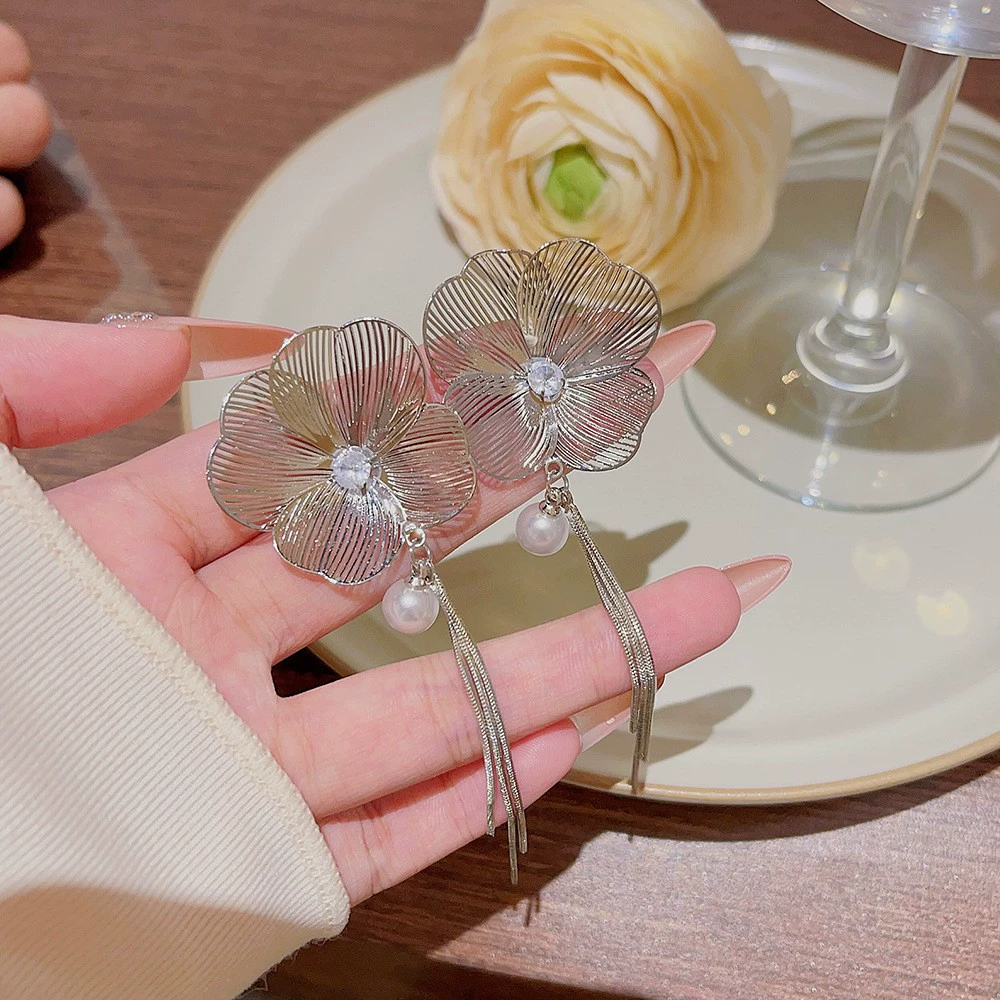 Серьги из серебра 925 пробы, Tassel из циркония, длинная легкая подвеска