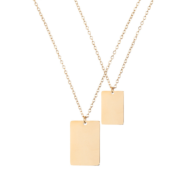 Square Pendant Double Layered Necklace display picture 8