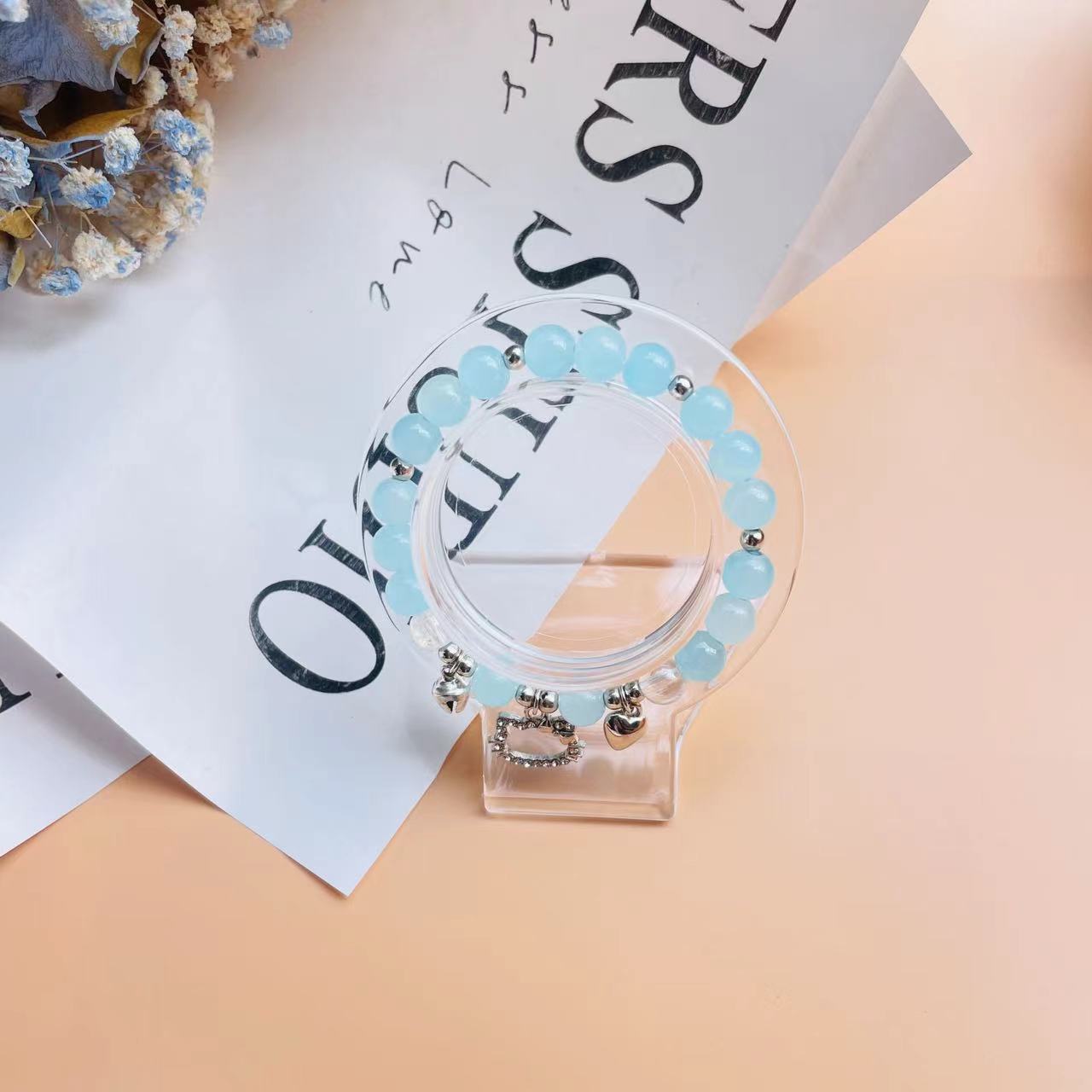 S016-KT pulsera de ópalo imitación gato (azul)#tamaño 360