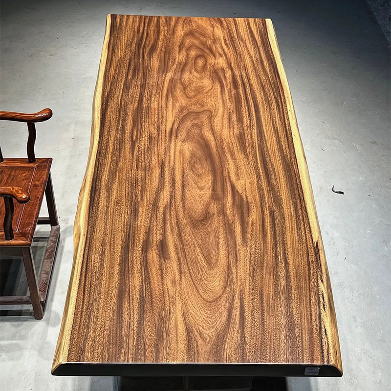 South American Walnut Solid Wood Large Board Natural Edge Ebony Log Negotiation Table Home Small Household Long Table Large Board Tea Table