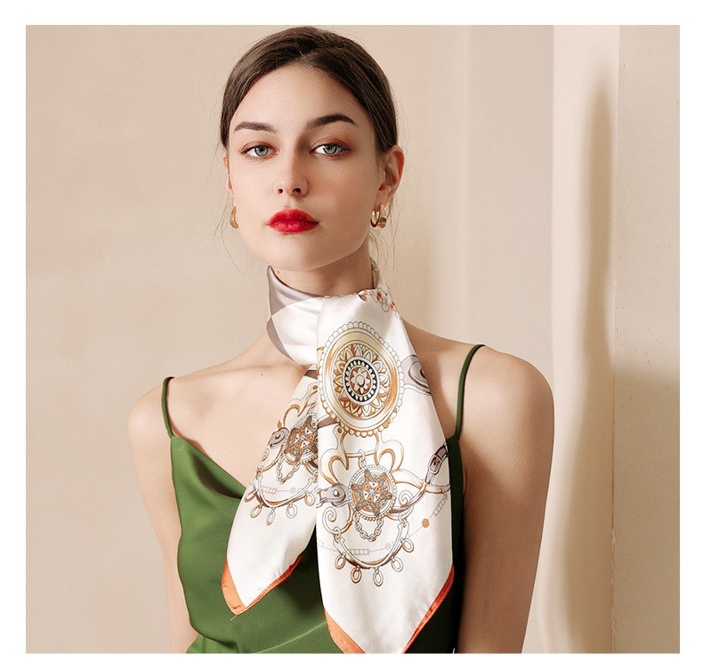 Women's Small Square Scarf Diamond Print Silk Fashion Accessory_voghion.com