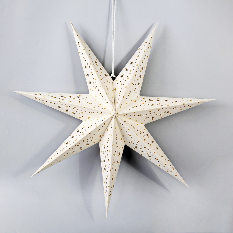 Navidad de papel flocado estrella de cinco puntas linterna colgante retro terciopelo plegable estrella de siete puntas fiestas colgante estrella interior