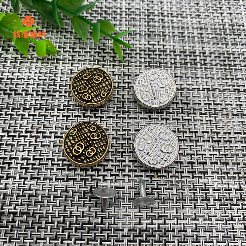 OO英文图案摇头工字扣撞钉配套牛仔纽扣金属五金配件铆钉扣子辅料