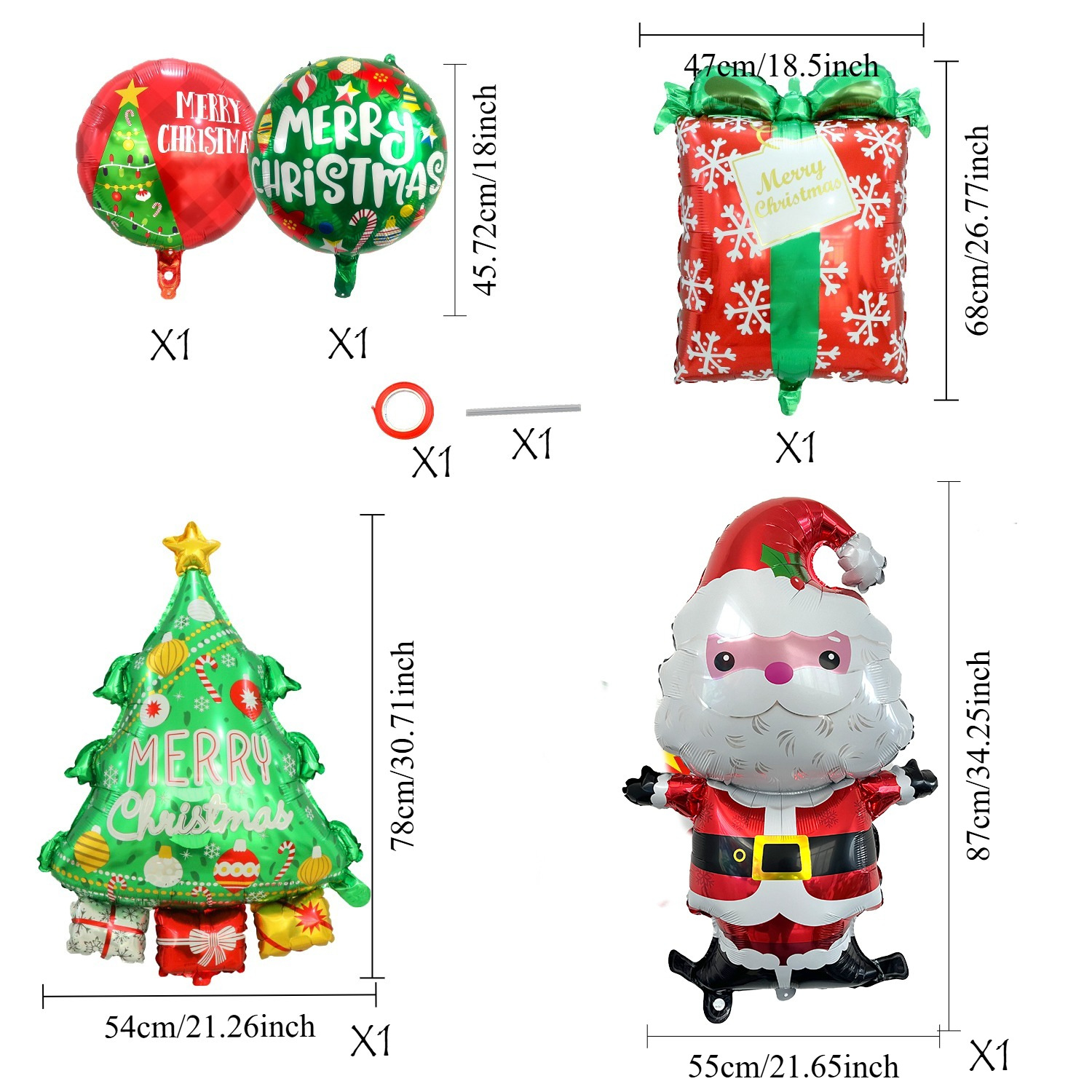 Santa Claus transfronterizo caja de regalo de árbol de Navidad película de aluminio set de globos Navidad Nochebuena decoración de fiesta