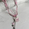 Japanese and Korean immortal pink butterfly superimposed multi -layer fashion love transparent glazed necklace temperament personality personality