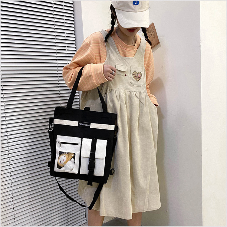 Factory wholesale 2021 new Korean-style canvas handbags, large-capacity multi-functional student cloth bags, four-use bags undefined