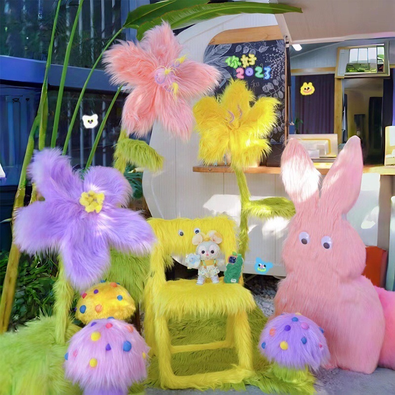 Spring Giant Plush Flower Velvet Paper Art Scene Setup Atmosphere Hotel Internet Celebrity Check-In Decoration Mall Display