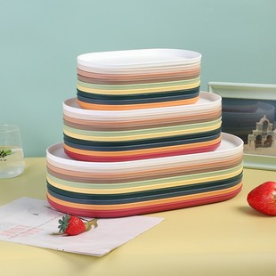 Cross-Border Ins Style Oval Tray Simple Snack Snack Hotel Towel Plastic Tray Jewelry Storage Tray Wholesale