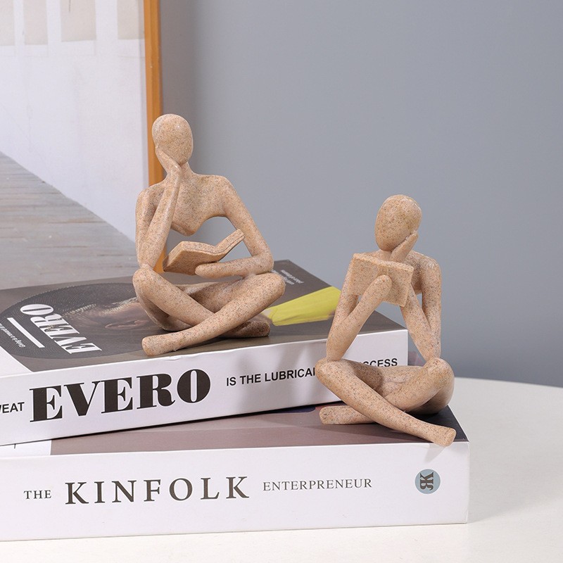  new creative abstract character reading thinker resin decoration living room model room light luxury decoration