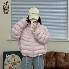 2025冬季新款泡芙云感排骨羽绒服宽松立领超好看短款90绒外套