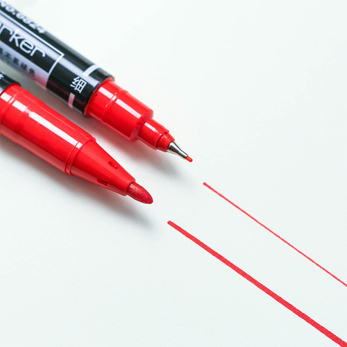 Deli marker 6824 double-headed black oily hook line pen thick-head art fine-head painting quick-drying marker pen