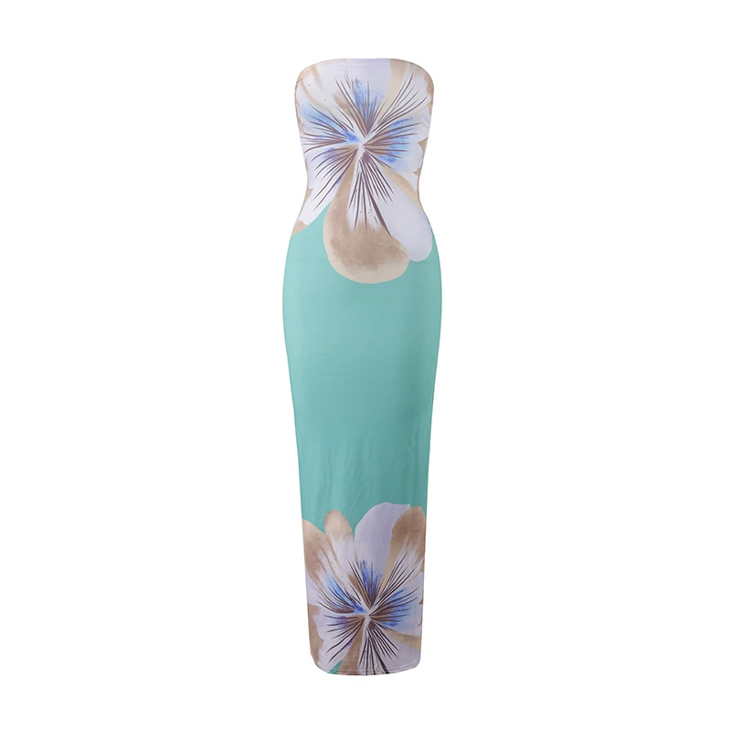 Платье-футляр на бюстье длиной макси, ткань Milk Silk 83% Polyester 17% Elastane, летний европейский стиль
