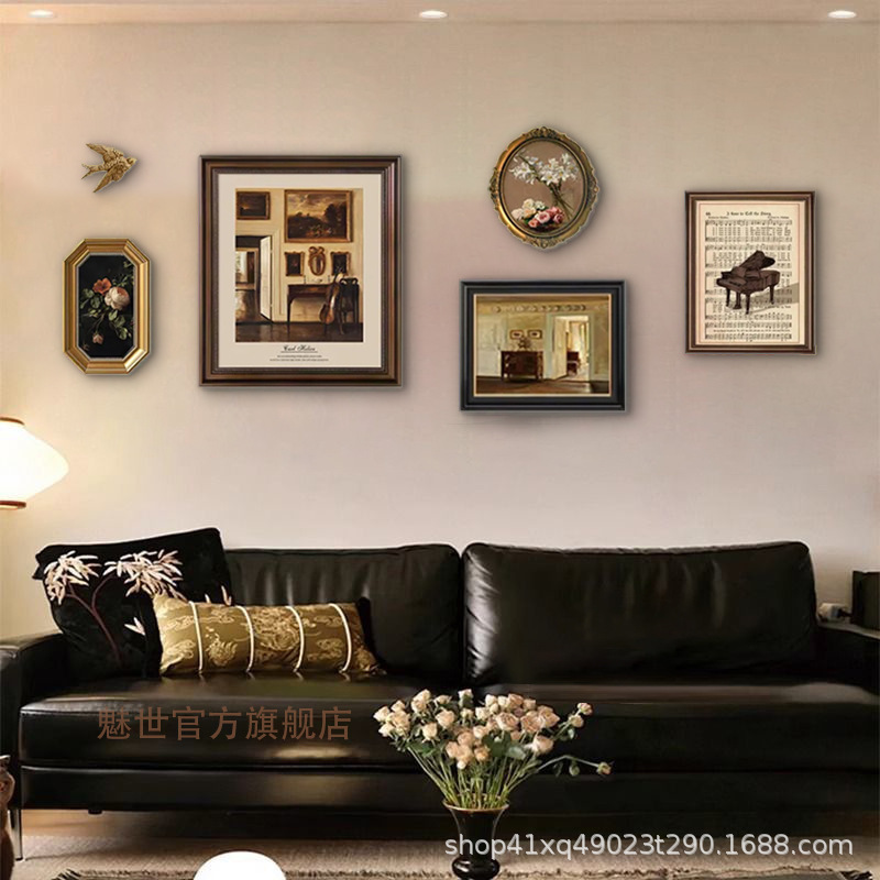 Wedding Photos, European-Style Decorative Paintings, American-Style Hanging Paintings, Living Room Sofa Background Wall, Vintage Style, Retro Dining Room Combination Wall Art Wedding Photos, European-Style Decorative Paintings, American-Style Hanging Paintings, Living Room Sofa Background Wall, Vintage Style, Retro Dining Room Combination Wall Art