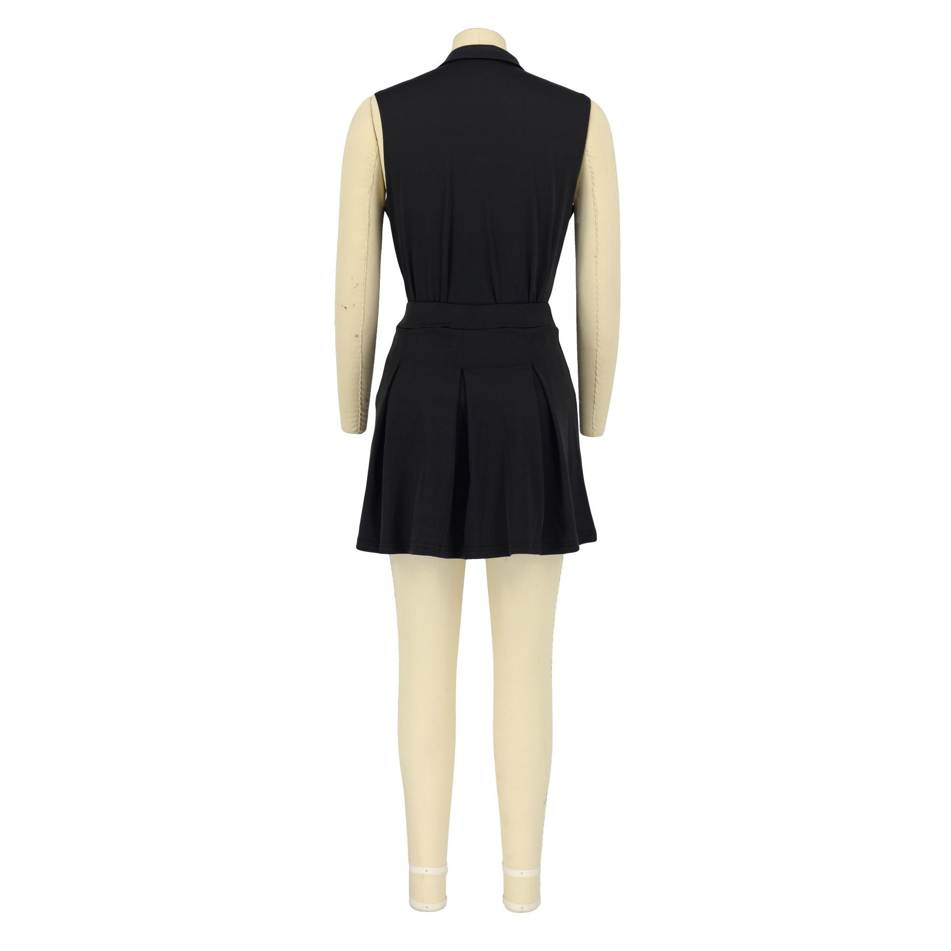 Women Clothing Short Skirt Two Piece Sleeveless Vest Suit Summer Polo Shirt