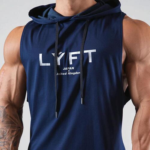 LYFT New Muscle Fitness Brothers Sports Hooded Vest Men's Loose Breathable Sleeveless Vest Basketball Training Wear