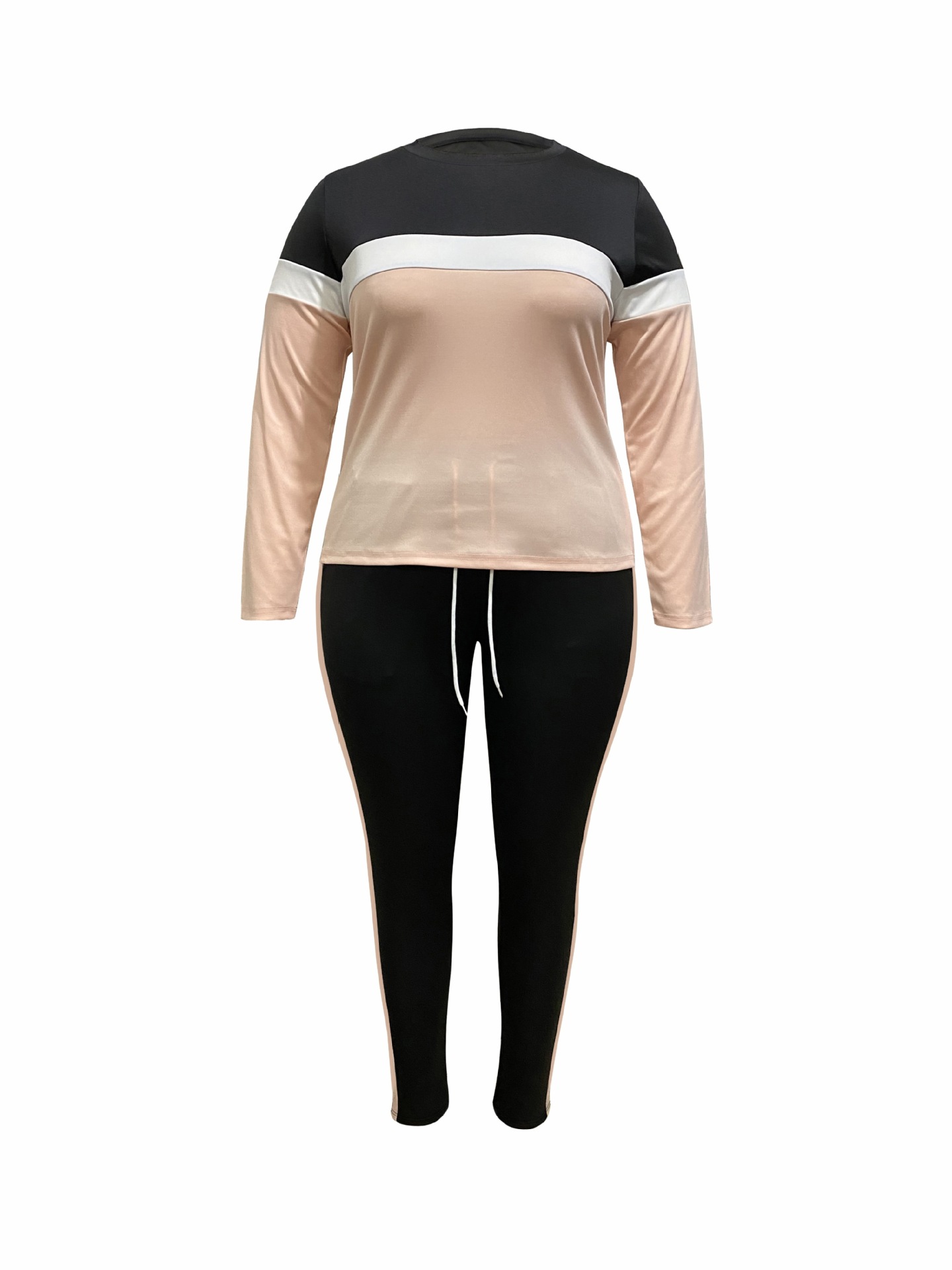 Damen Colour-block Lounge Set Mit Langarm T-shirt Und Jogger_voghion.com