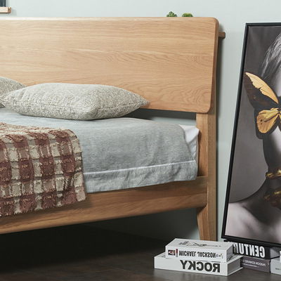 Peninsula Bed Nordic All Solid Wood Bed 1.8/1.5 m Modern Simple Small Apartment Master Bedroom Net Red Home Double Bed