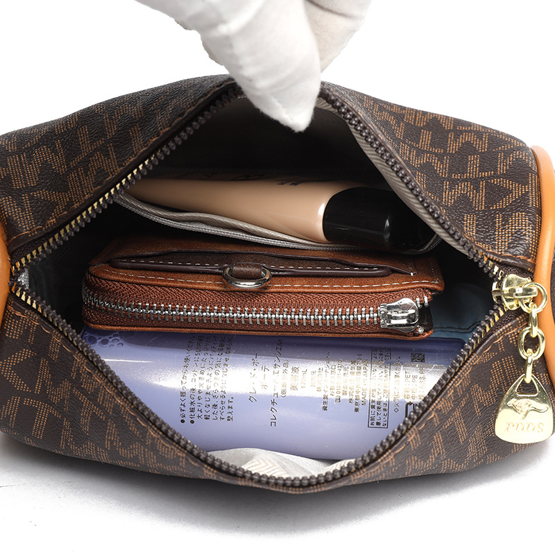 2024 nueva bolsa de hombro casuales de mujer de gran capacidad impresa retro bolso de Boston moda versátil bolso de almohada