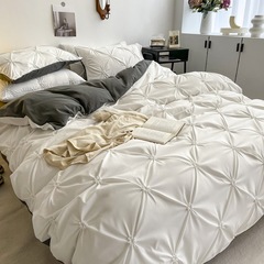 Water-washable cotton four-piece set all-season bed skirt princess-style light luxury bed sheet and duvet cover set