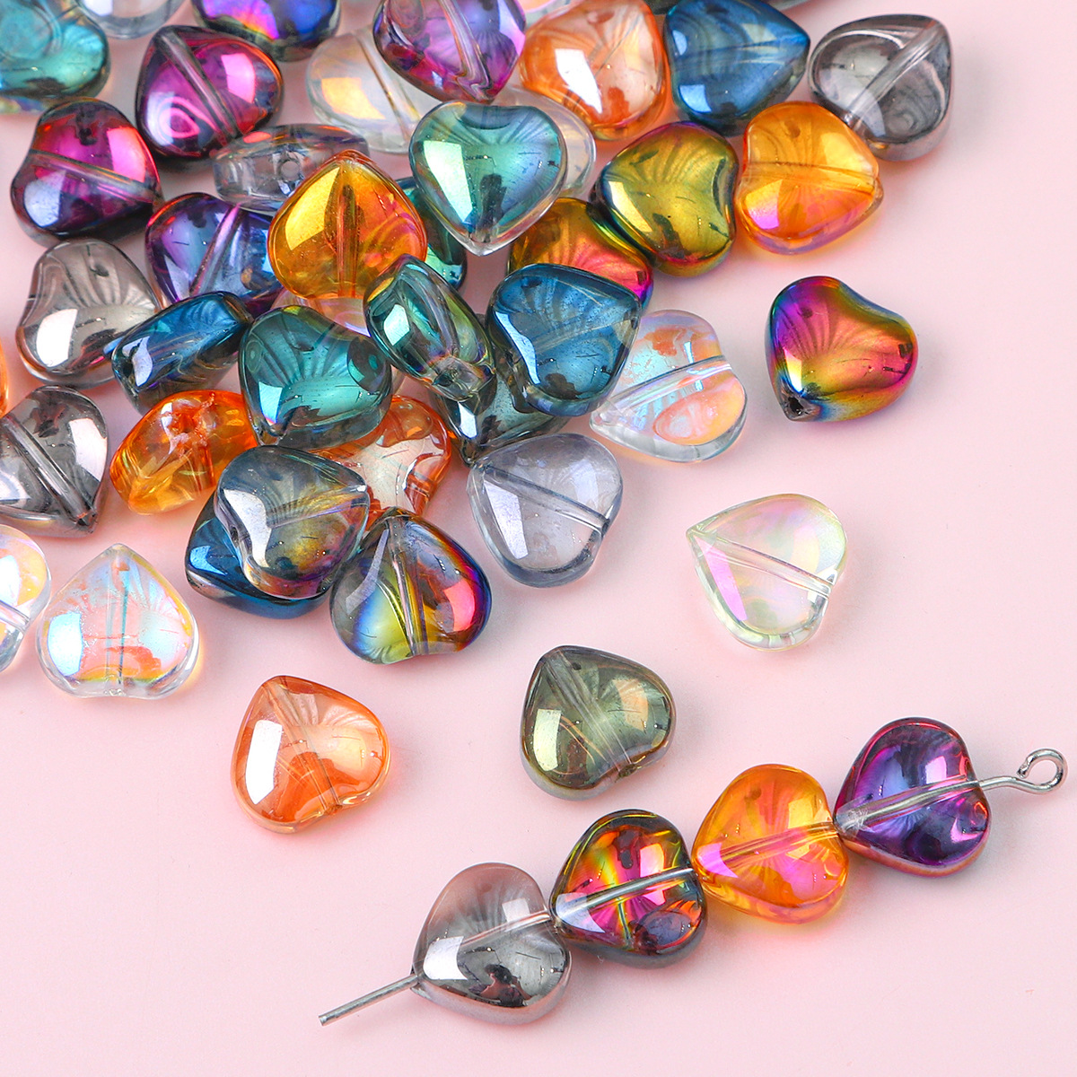 Heart Shape Pattern 20 Pieces Glass Heart Shape DIY Jewelry Accessories Beads