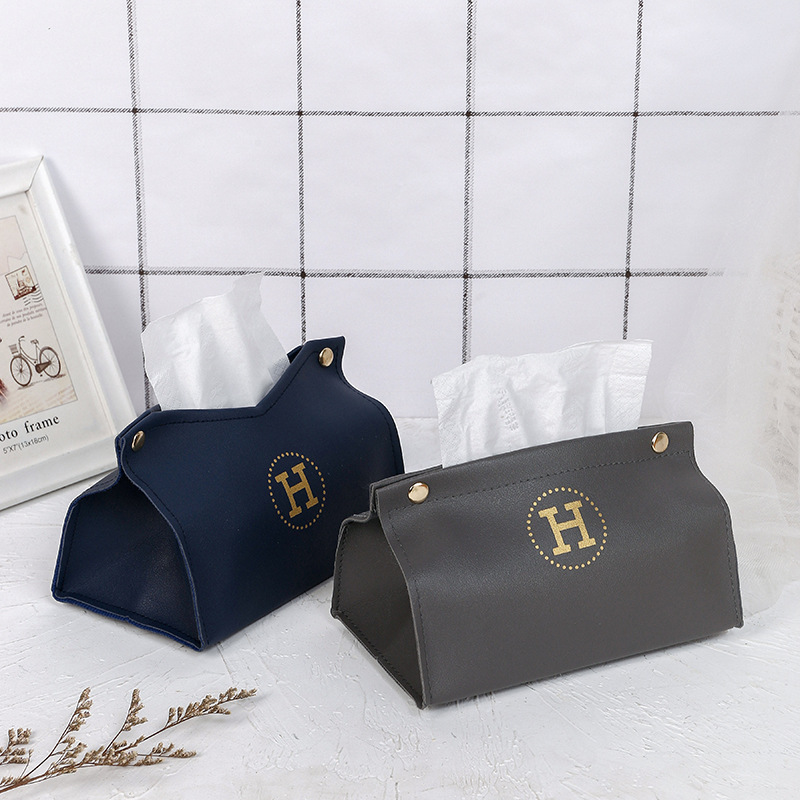 Nuevo hotel de estilo nórdico caja de pañuelos de cuero ins estilo hogar sala de estar de almacenamiento de escritorio caja de pañuelos de cuero PU