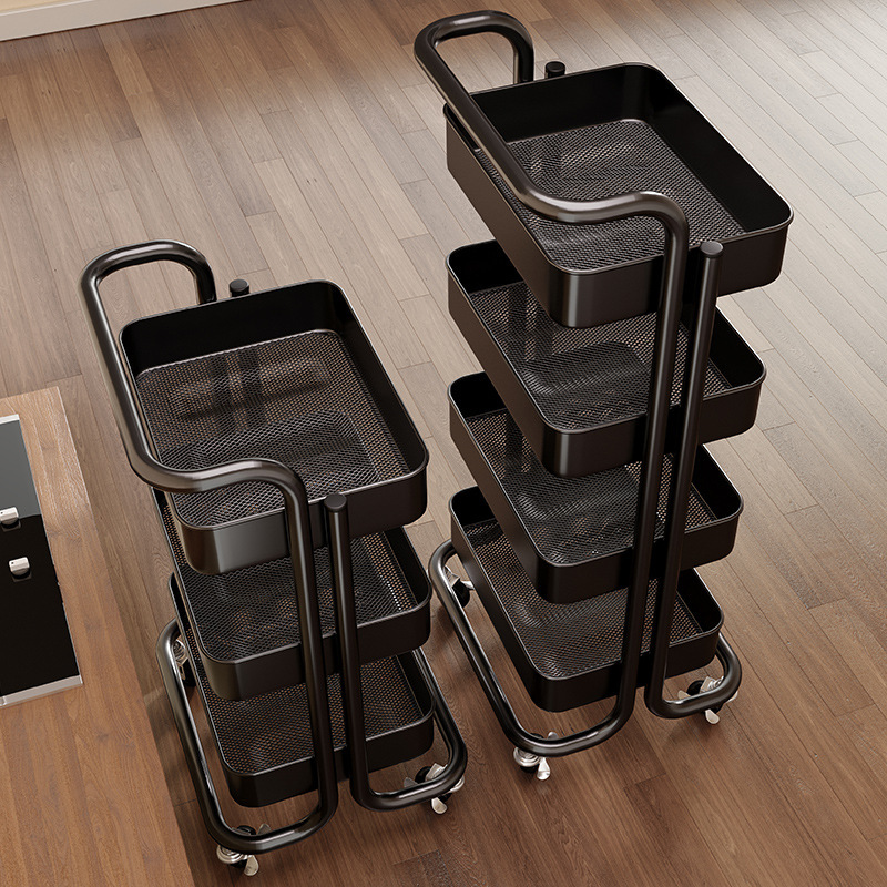 Sofá de carro de hierro forjado multifuncional plegable multicapa móvil estante de cabecera de la cama para sala de estar