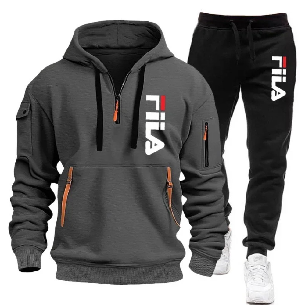 Men's Suit 2025 Autumn and Winter New Hooded Sweatshirts + Trousers Outdoor Multi-Pocket Pullover Sports Style