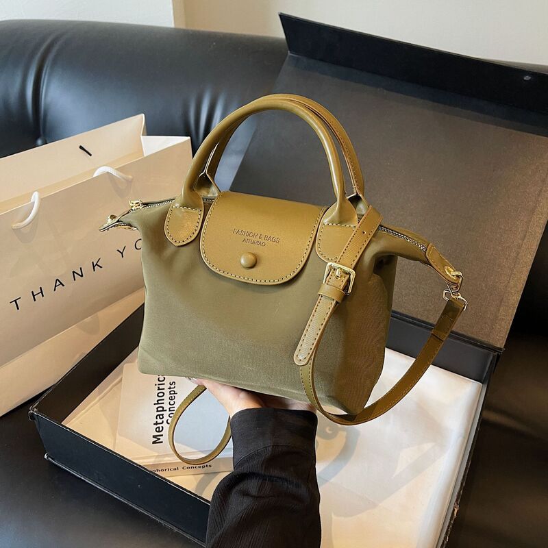 Cross-border 2025 Trendy Oxford Cloth Bag Texture Dragon bags Stitching Portable Dumpling Bag Simple Shoulder Crossbody Bag