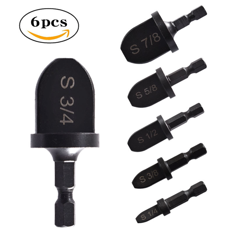 6pcs黑色金属扩孔器六角柄英制扩孔胀管器套装空调铜管扩口工具