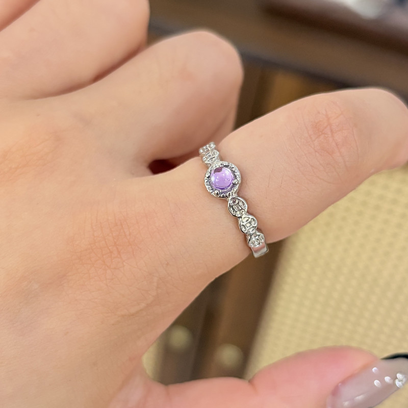 New Arrival: Imitation Amethyst Ring for Women, Wealth-Attracting Purple Coin Design, Unique Design, Birthday Gift for Mom
