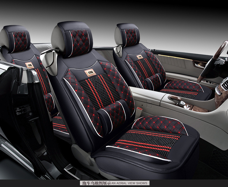 Cross-border Foreign Trade Surrounded Four Seasons General Leather Car Cushion Summer Ice Silk Car Seat Cover Five-seat Car Cool Mat
