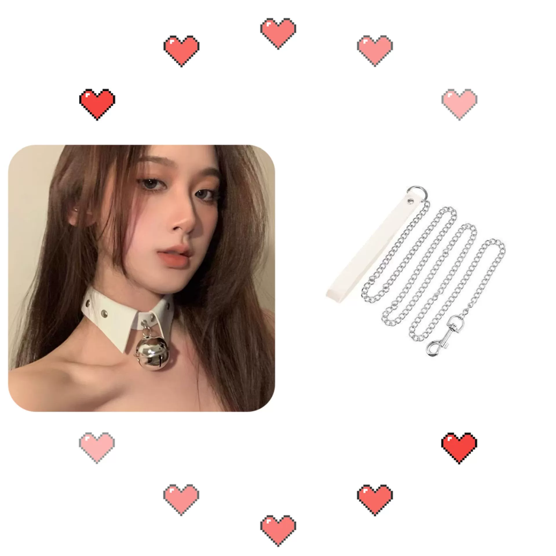 False collar, cute small bell, necklace, choker, dark punk