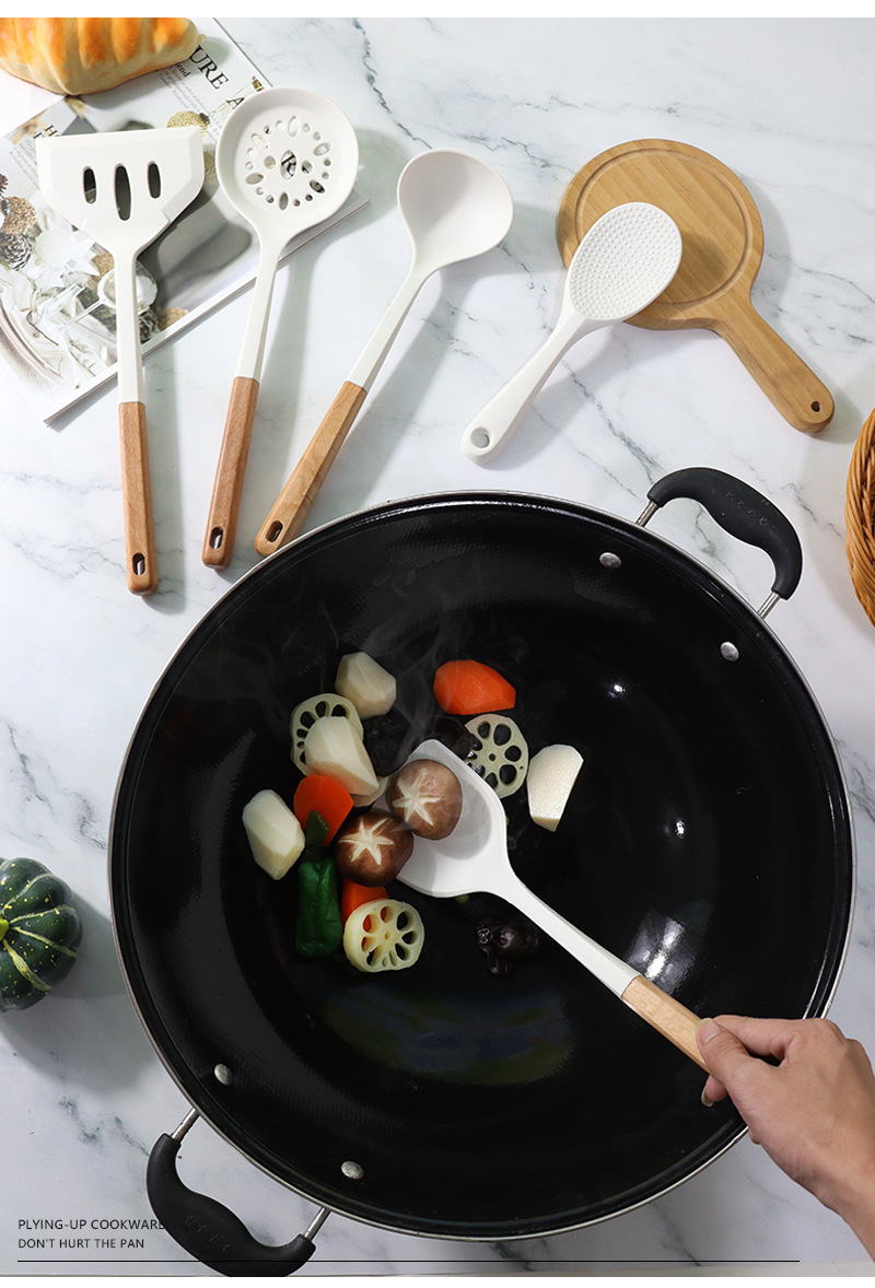 Silikon spatula ve kaşık 13 parçalı set yapışmaz silikon spatula süt beyazı gıda sınıfı silikon mutfak eşyaları seti satışa hazır