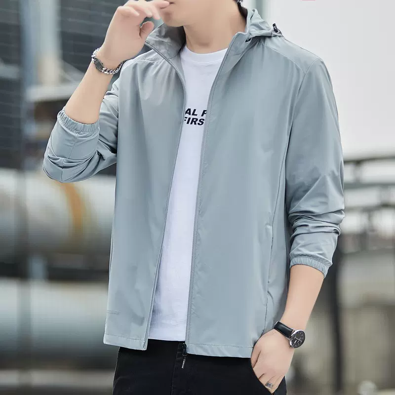 高品质防晒衣男夏季皮肤衣外套冰丝连帽透气防紫外线户外速干衣