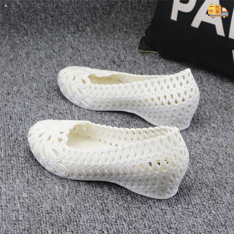 summer With slope Nurse shoes Flat bottom soft white Sandals Plastic Hollow Mom shoes Work shoes Other