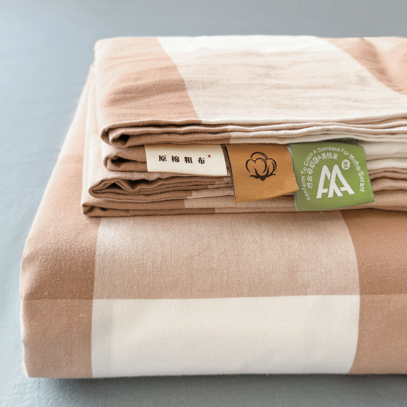 Sábana gruesa de algodón crudo de una sola pieza, juego de tres piezas de sábana individual y funda de almohada de algodón original para dormitorio de estudiantes de verano, nuevo modelo 2025.