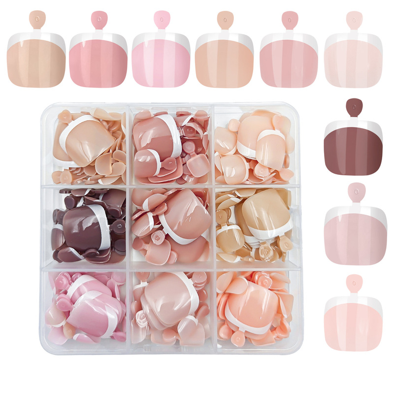 Cross-border special for nail mixed color French armor 216 pieces of wearing nail patch naked pink French prefabricated armor wholesale Cross-border special for nail mixed color French armor 216 pieces of wearing nail patch naked pink French prefabricated armor wholesale