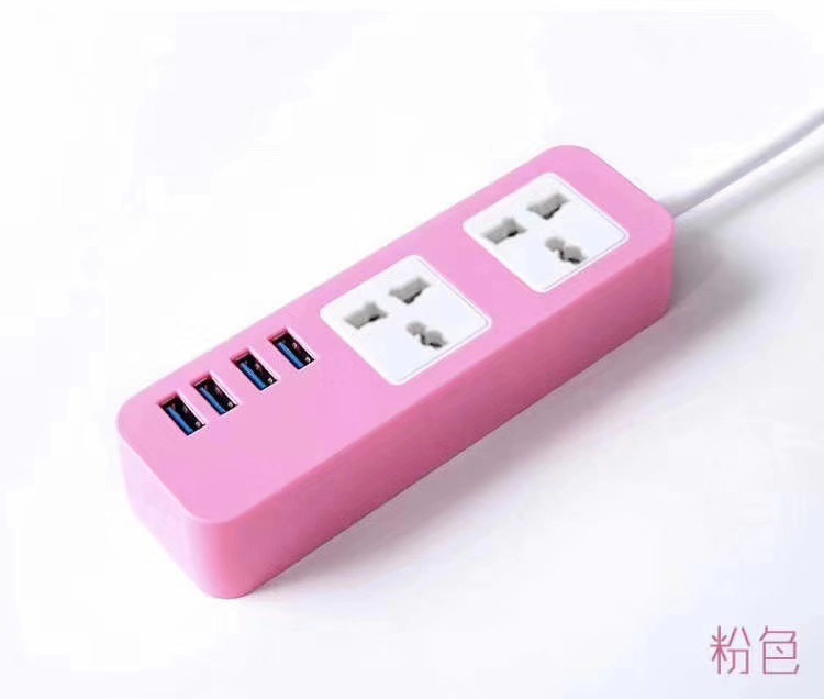 S204 4 puerto de carga USB verde púrpura color negro MEILEPAI conector de viaje portátil