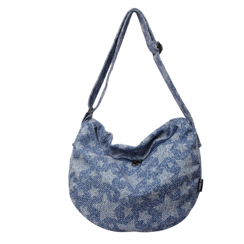 Nueva moda de gran capacidad de contraste de color de mezclilla para mujer bolso de mensajero de hombro casual simple al por mayor